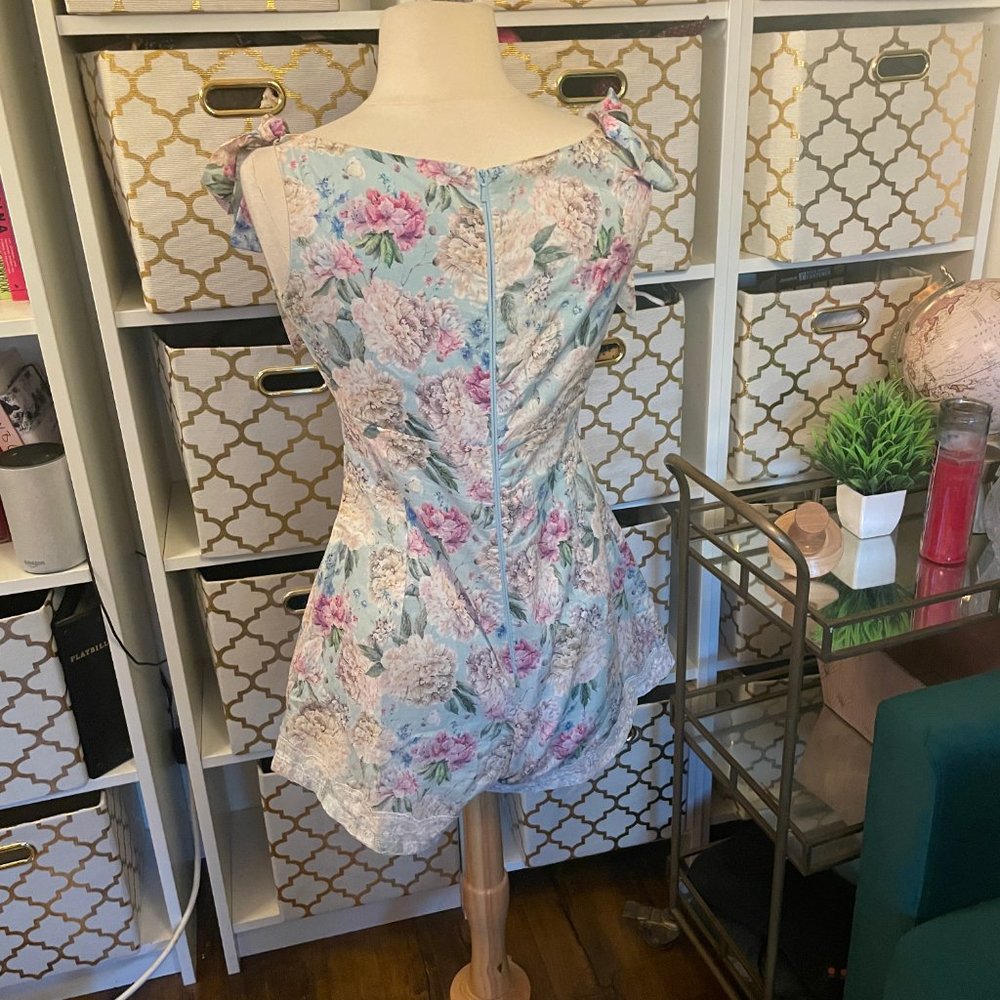 Kitten D' Amour Women's Floral Print Short Romper Blue/Pink Size small - Picture 9 of 10